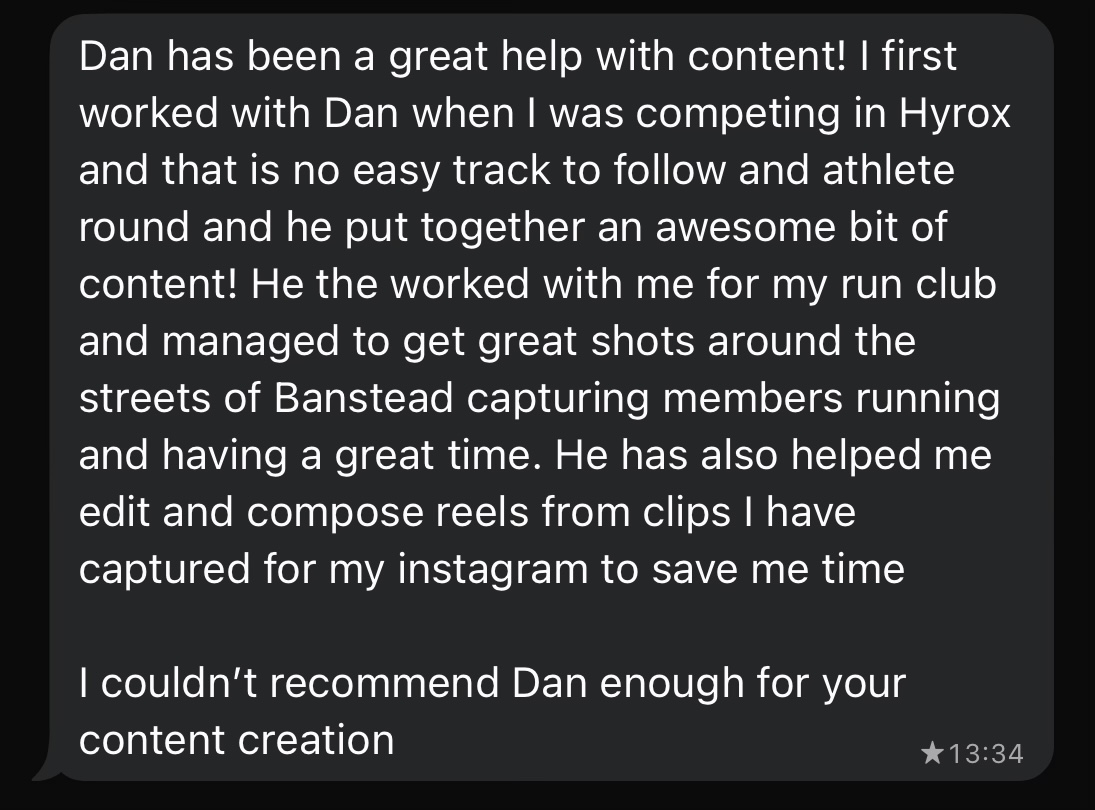 Client testimonial message